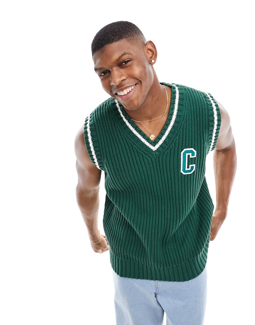 Champion Rochester knitted v-neck vest in green