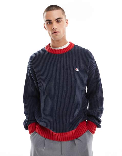 Champion - Rochester - Maglione blu navy e rosso stile college - view 1