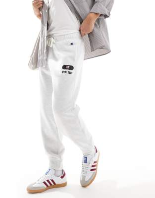 Champion - Rochester - Pantalon de jogging style universitaire avec bord-côte sur le bas des jambes - Gris chiné