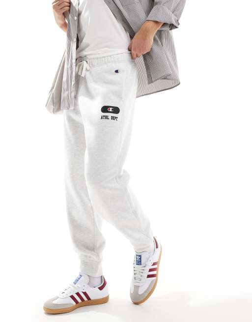 Champion - Rochester - Pantalon de jogging style universitaire avec bord-côte sur le bas des jambes - Gris chiné