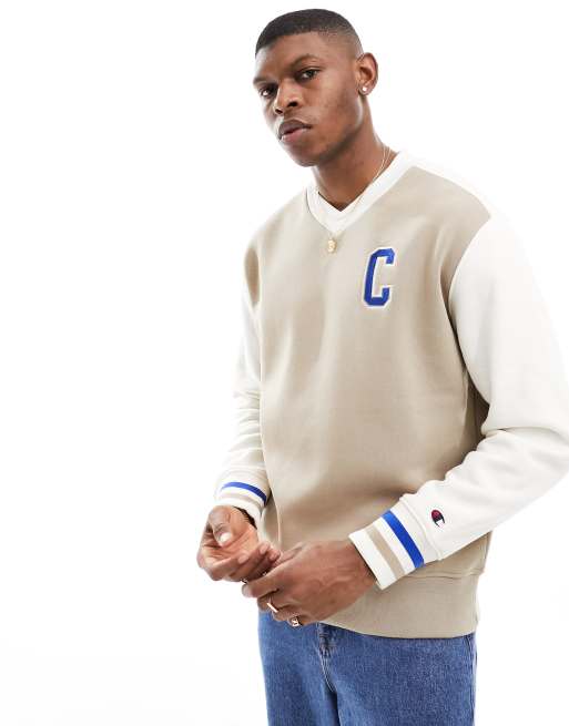 Champion Rochester Sweatshirt mit V Ausschnitt in Braun ASOS