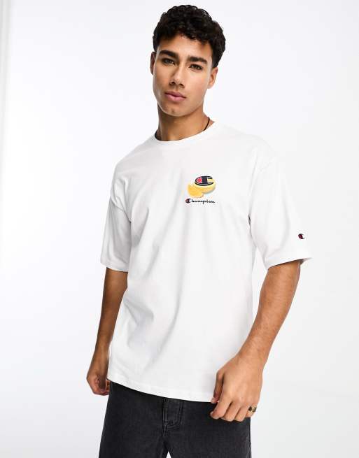 Champion - Rochester - T-shirt met oranje ontbijtprint in wit, 2 van 4