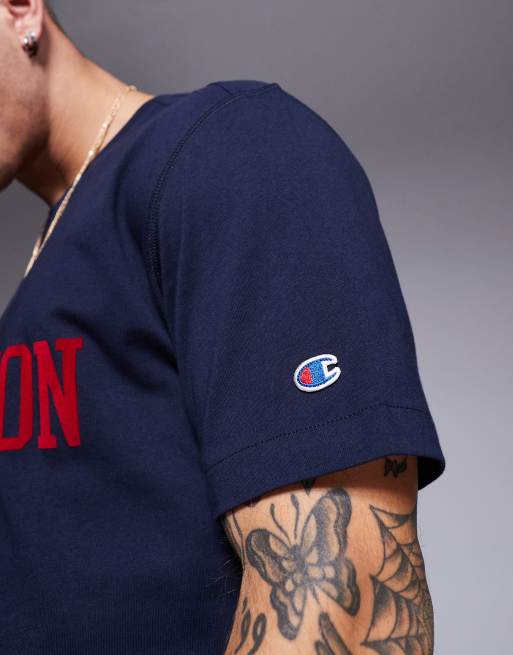 Champion Rochester T shirt style universitaire Bleu marine ASOS