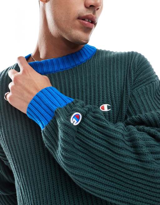 Champion Rochester Trui in collegestijl in groen en blauw ASOS