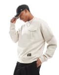 [Champion] Champion Rochester utility crew neck sweatshirt in stone-Neutral XS autumn beige