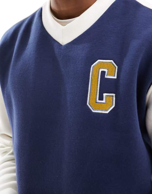 Champion Rochester v neck sweatshirt in navy