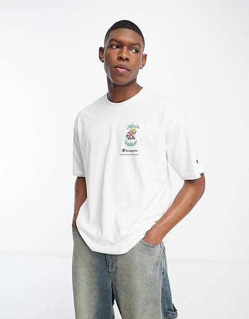 Champion Rochester weekend graphic print t-shirt in white | ASOS