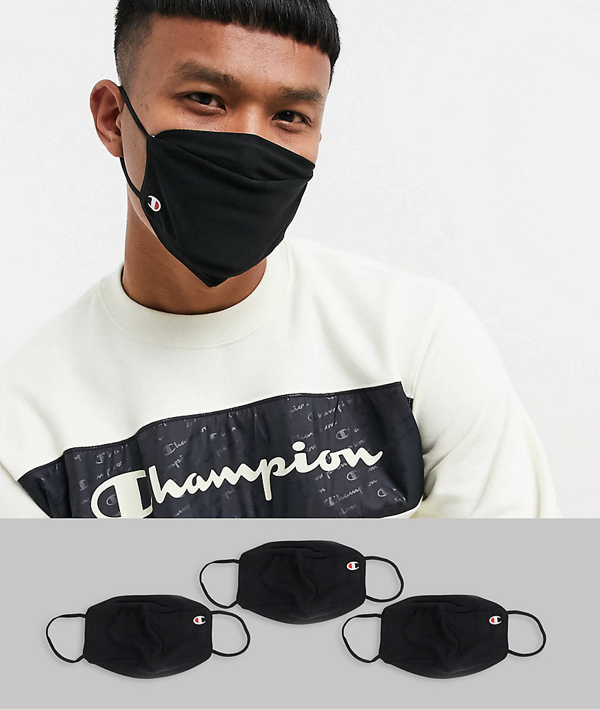 Champion – Schwarze Gesichtsmasken im 3er-Pack