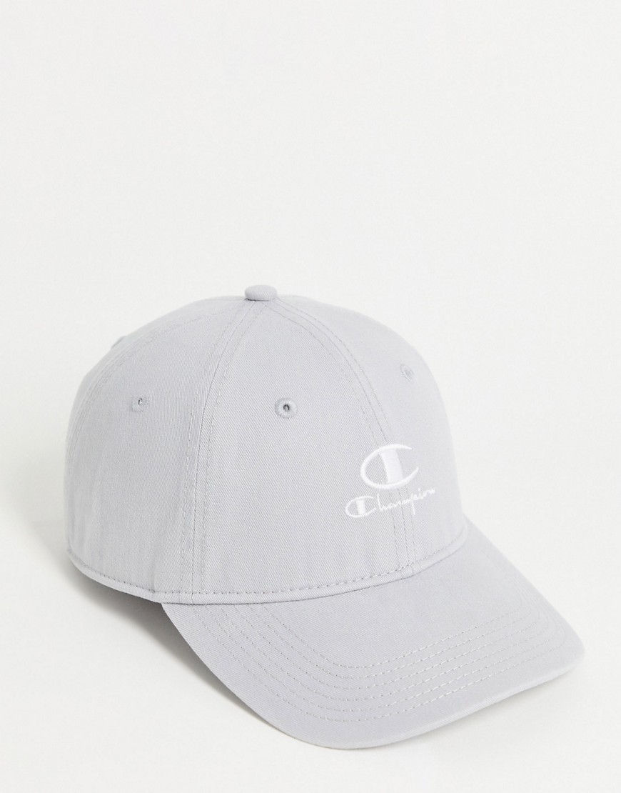 Champion script logo baseball cap in gray-Grey