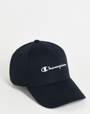 Champion script logo cap in black