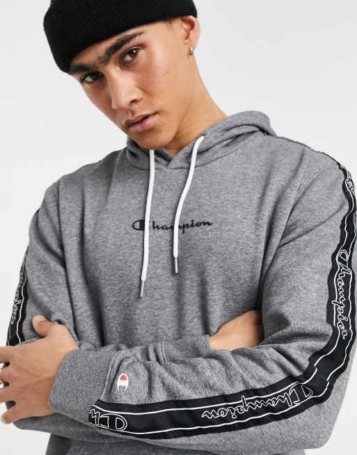 Champion script logo taping hoodie in grey ASOS