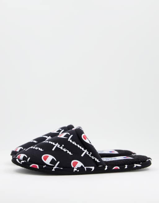 Champion black online slippers