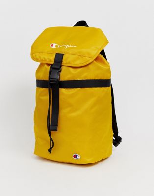 Champion – Senapsgul ryggsäck med lock som viks över
