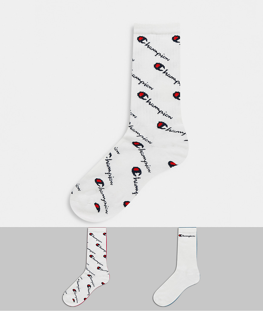 Champion - Set van 2 paar halfhoge sokken met logo in wit