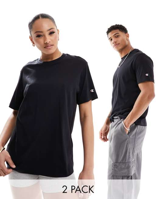 Champion - Set van 2 uniseks T-shirts met ronde hals in zwart