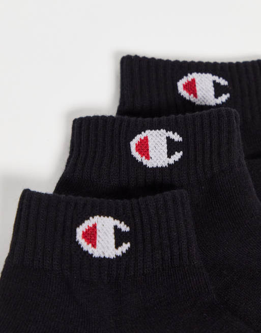 Champion - Set van 3 paar enkelsokken met logo in zwart, 2 van 4