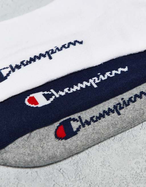 Champion - Set van 3 paar halfhoge sokken in marineblauw, wit en grijs, 2 van 4