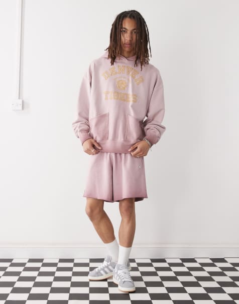 Champion shorts and hoodie tracksuit in washed red - view 1