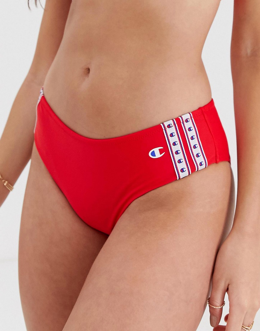 Champion side logo bikini bottom in red