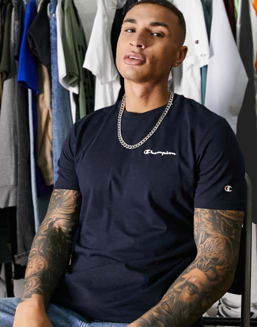 Champion small chest script logo t shirt in navy