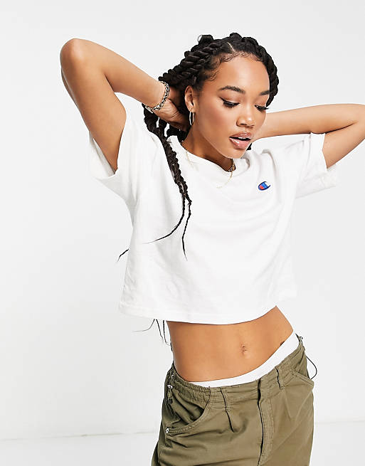 Champion small boxy t-shirt in white ASOS
