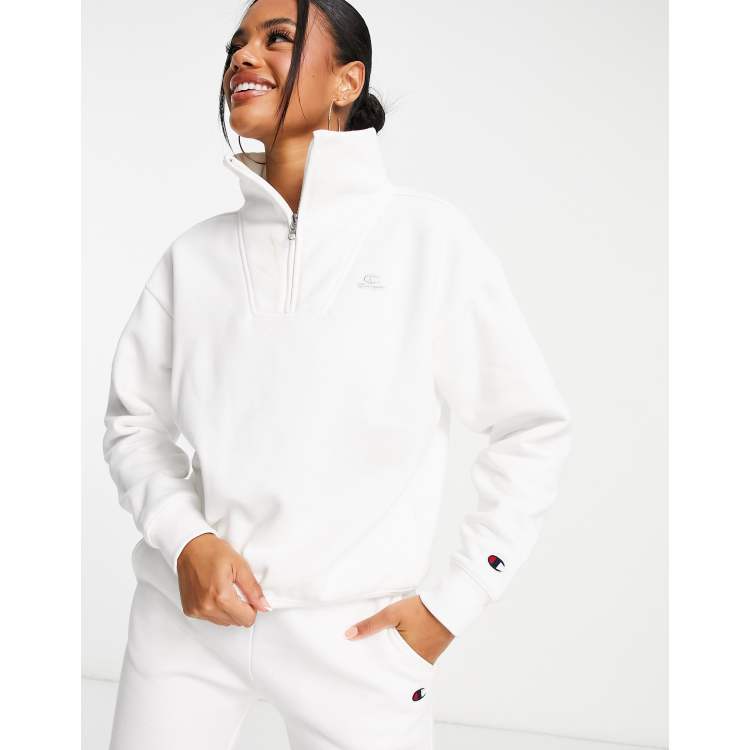 White champion best sale half zip hoodie