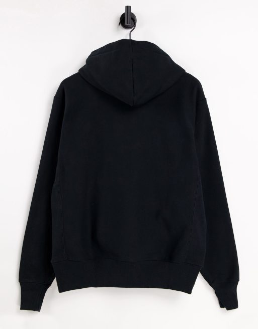 Champion black hoodie small logo best sale