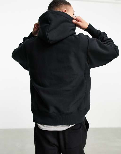 Black and white small cheap logo hoodie by champion