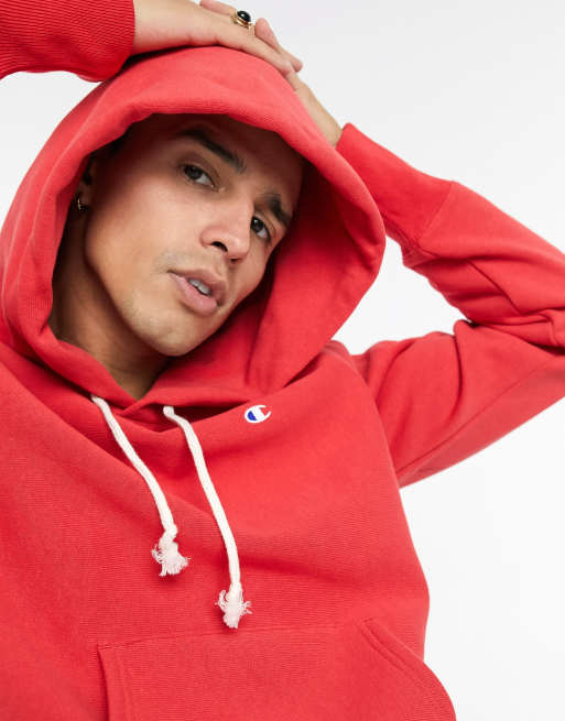 Champion red store hoodie men