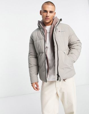 Champion small logo puffer jacket in grey