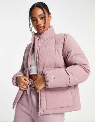 Champion small logo puffer jacket in purple