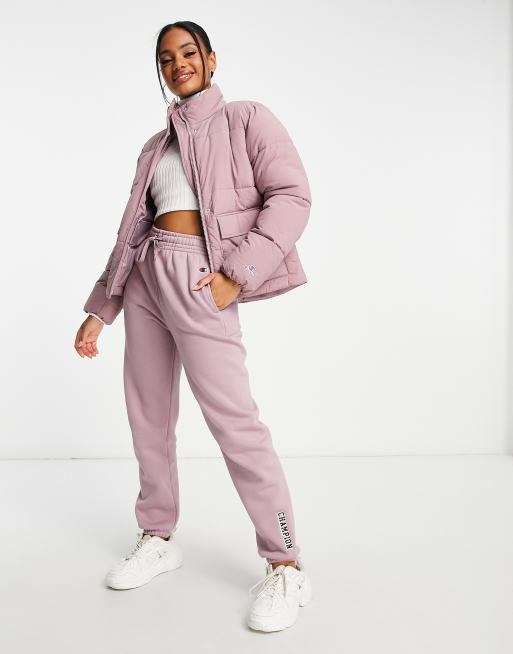 Champion metallic cheap pink puffer jacket