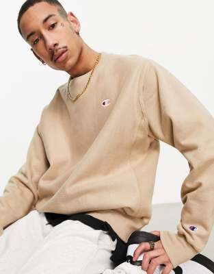 Champion small logo sweatshirt in beige ASOS