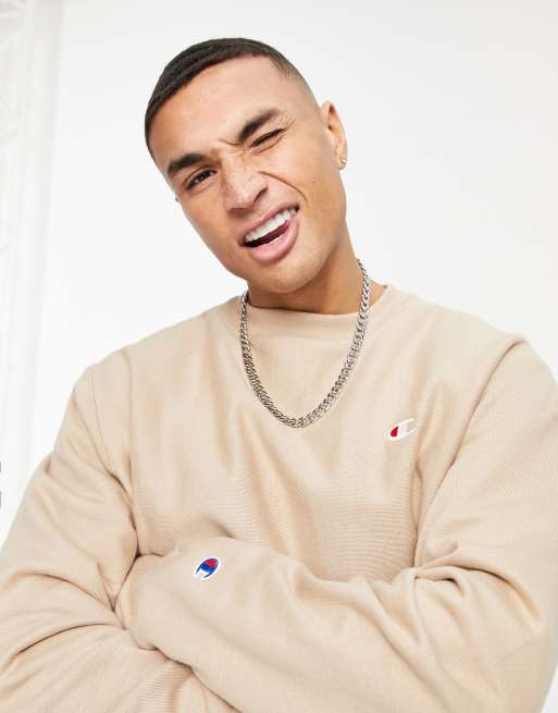 champion small logo hoodie beige
