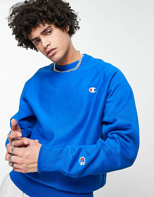 Champion small logo sweatshirt in blue | ASOS