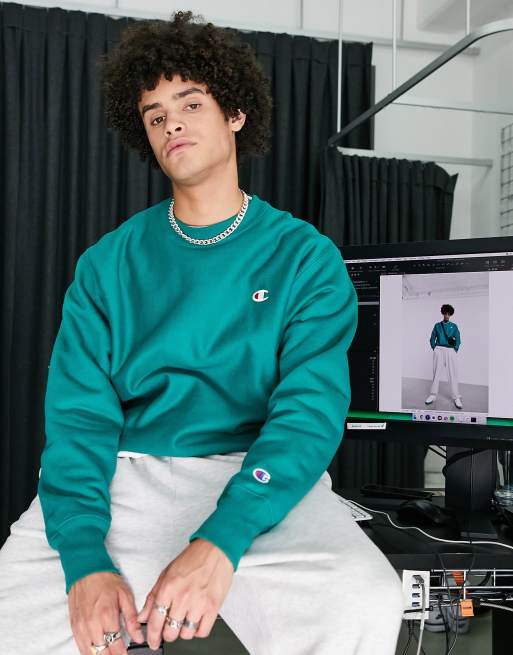 Champion small logo sweatshirt in teal