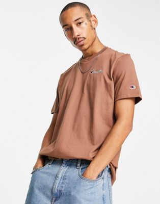 Champion small logo t-shirt in brown