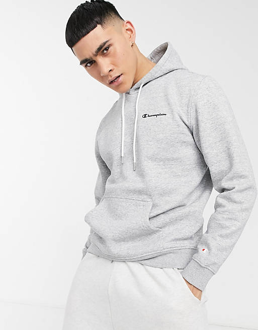 Champion small script chest logo hoodie in grey