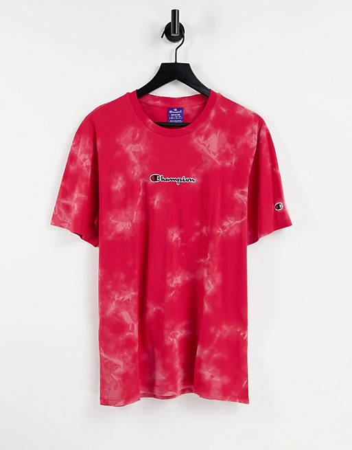 T-Shirts & Vests Champion small script chest logo t-shirt in red tiedye 