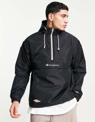 Champion Small Script Logo Overhead Jacket In Black | ModeSens