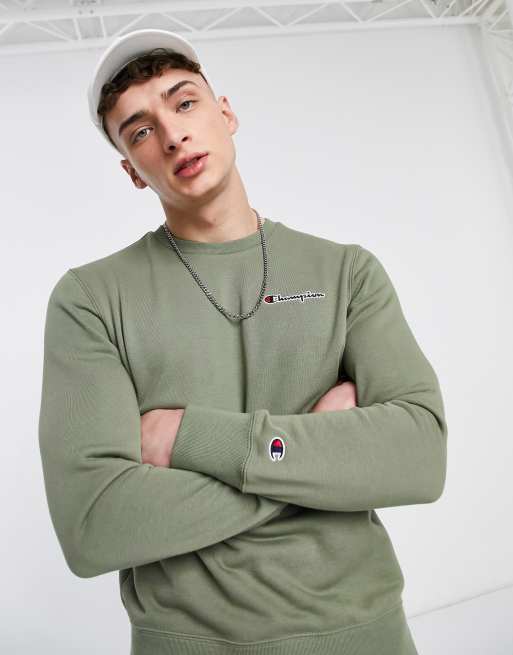 Champion small script logo sweatshirt in khaki