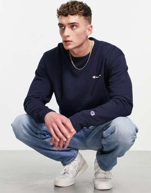 Champion small script logo sweatshirt in navy