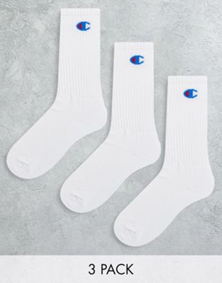 Champion socks in white with coloured logo