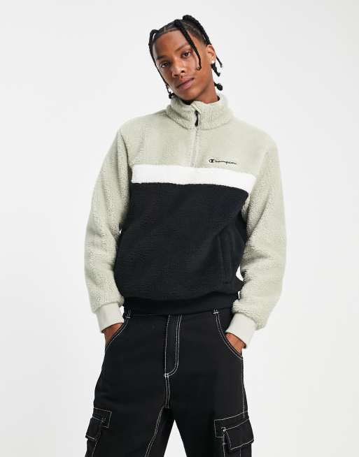 Champion - Sort/brun fleece med ståkrave
