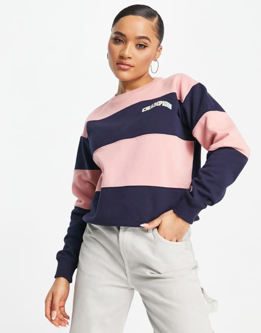 Champion store striped crewneck