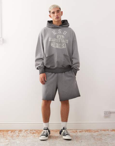 Champion - Survêtement avec short et sweat à capuche - Noir délavé - view 1