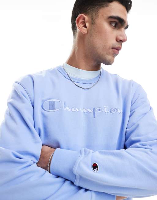 Champion - Sweat ras de cou à logo ton sur ton - Bleu  , 3 de 4