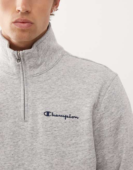 Sweat-Shirt Homme Sans Capuche Demi-Zip - Motif Unique, Texture Côtelée, Style Décontracté Élégant, Polyester