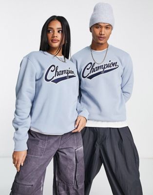 Champion unisex vintage logo sweatshirt in blue - ASOS Price Checker