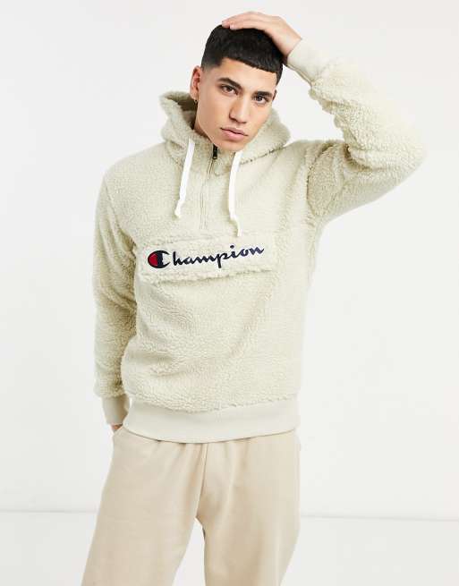 Champion Sweatshirt aus Teddy Fleece in Sand